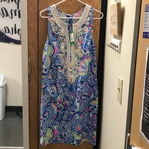 Carlotta Stretch Shift Dress Blue Peri Pinch Pinch